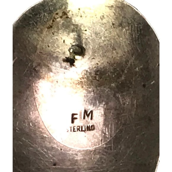 Large Vintage Zuni Sterling Silver Inlay Earrings with Onyx and Lapis Signed FM - Picture 6 of 10